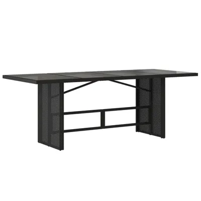 Image de vidaXL Table de jardin avec plateau en verre noir 190x80x74 cm Poly rotin
