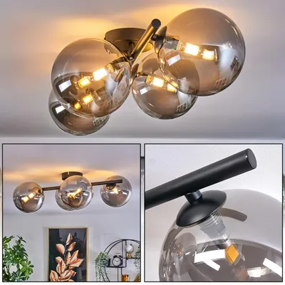 Produktbild von Isorella Deckenlampe aus Metall/Glas in Schwarz/Rauchfarben