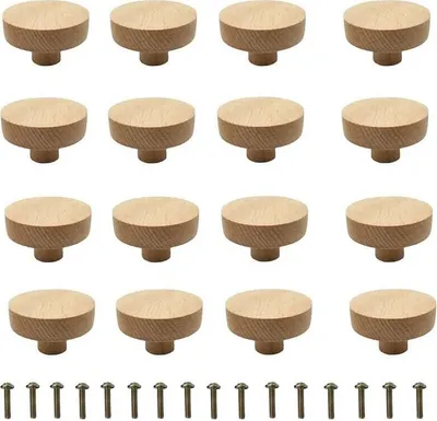 A grid of wooden knobs and screws.