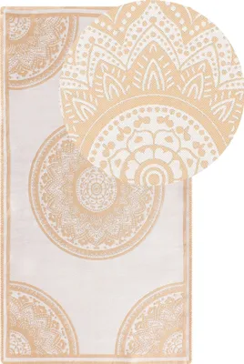 Produktbild von BELIANI Outdoorteppich Beige 80 x 150 cm Rechteckig Orientalisches Muster Modern Indoor Outdoor Terrasse Balkon Garten