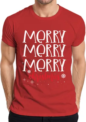 Produktbild von Merry Merry Merry Christmas - Weihnachten Weihnachtsgeschenk Christmas Herren T-Shirt, Rot, S