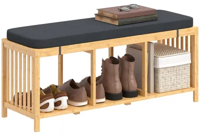 Immagine prodotto di Panca porta scarpe HOMCOM con seduta e ripiani, 102 x 33 x 45 cm, colore naturale