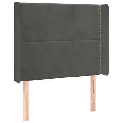 Image de vidaXL Tête de lit avec oreilles gris foncé 83x16x118/128 cm velours