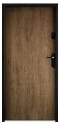 Produktbild von Massive Stahleingangstür, Höhe 207 x Breite 100 cm, Nussbaumoptik – Stärke 55 mm – linksanschlagend – AGUEDA