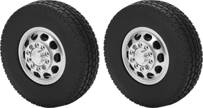 Imagen del producto de 2 unidades de neumáticos de goma para coche a control remoto, con bujes delanteros de aleación de aluminio y neumáticos de goma, compatibles con el eje delantero del camión tractor Tamiya a escala 1/14