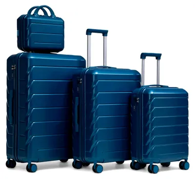 Produktbild von 4-teiliges ABS Hartschalen Kofferset 14"/19"/24"/28" mit Zahlenschloss, wasserdicht, dunkelblau