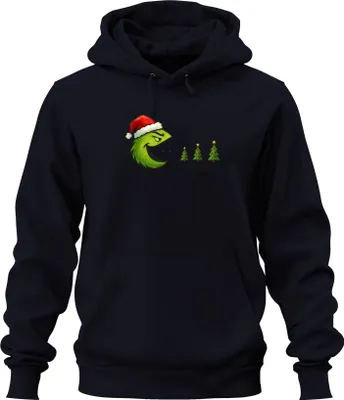Produktbild von Weihnachtsbaum Fresser Grün frech Weihnachten Geschenk Retro Uni Hoodie Kapuzenpullover, Navy, XXL