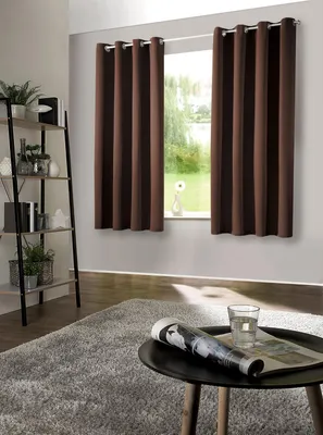 Produktbild von heimtexland ® Verdunklungsvorhang 1 Paar Verdunklungsgardinen Thermovorhänge Ösenschal  Schoko-Braun HxB 145 x 135 cm