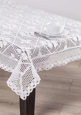 Image de Nappe, nappe en coton, au crochet, 50 x 100 cm, blanche