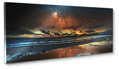 Produktbild von STYLER Leinwandbild 60x150 cm Canvas Silver Endless Sky modernes Wandbild dekorative Wanddeko Wohnzimmer Schlafzimmer Büro