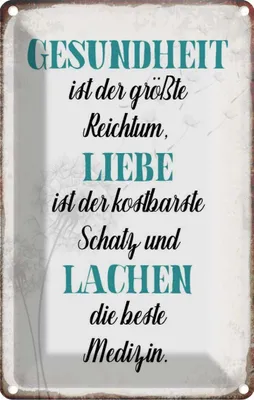 Immagine prodotto di vianmo Insegna di latta 18x12 cm Gesundheit Liebe Lachen Medizin