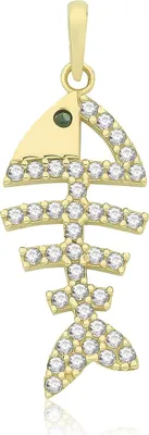 Produktbild von Modischer 9 Karat (375) Gold Damen - Anhänger mit Zirkonia - 26mm*10mm; TRS36009