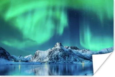Produktbild von MuchoWow® Poster Nordlichter - Berg - Schnee 30x20 cm - Plakate - Print