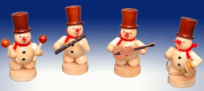 Produktbild von Weihnachtsdekoration Schneemannkapelle mit Instrumenten natur Höhe 8cm NEU
