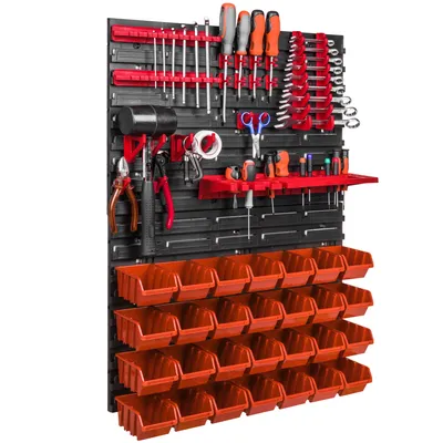 Produktbild von Satz Paneele mit Werkzeughaltern 58 x 78 cm mit 28 stck Boxen Orange