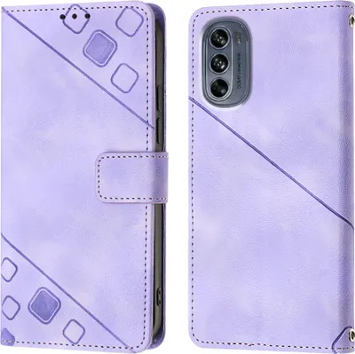 Immagine prodotto di Custodia per Motorola Moto G62 5G in rilievo Custodia a portafoglio in pelle flip con supporto Viola