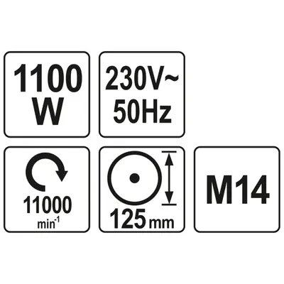 Zdjęcie produktu dla Szlifierka Kątowa 125Mm, 230V, 1100W