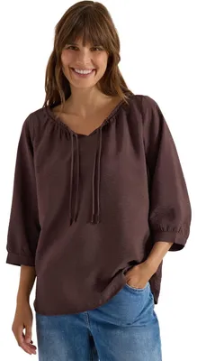 Produktbild von Cecil Carmen-Bluse mit Halbarm und Bändern Brown Cacao XS