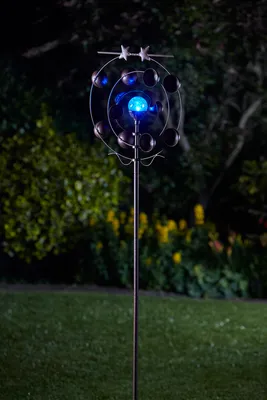 Produktbild von Solar Windrad farbwechsel LED Windspiel Gartendeko Gartenstecker Metall , Solar Windräder:Boreas