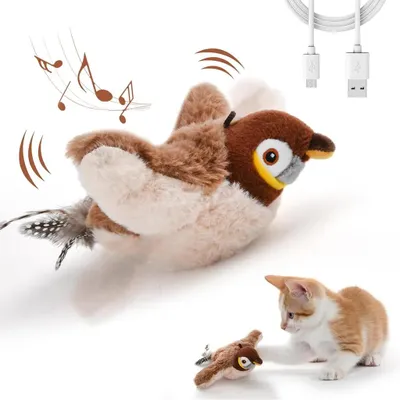 Produktbild von Aufladbare Schüttelvogel Plüschspielzeug,Stofftiere,Spatz,Soundspielzeug,Elektrisches Katzenspielzeug,USB,24x23x6cm,Tierkuscheltier