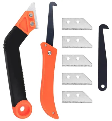Produktbild von Fugenschaber Fugenmesser Fugenkratzer - Edelstahl - Ergonomischer Griff - Mit 5 Ersatzklingen