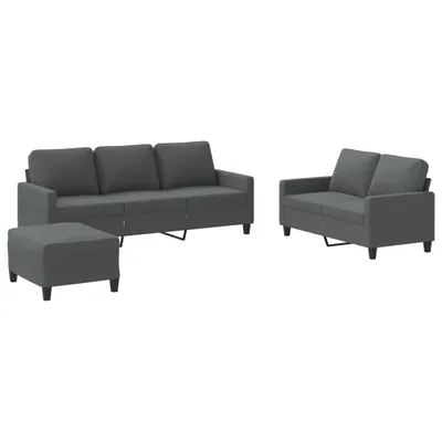 Immagine prodotto di vidaXL Set divano 3 pezzi con cuscini in tessuto grigio scuro