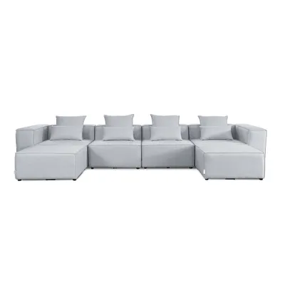 Produktbild von HOME DELUXE - Sofa VERONA - Hellgrau, Größe: XXL - ca. 414 x 70 x 207 cm, Sitzhöhe: 46 cm, Sitztiefe: 80 cm, inkl. Kissen I Modulares Sofa Modulsofa Ecksofa Wohnlandschaft