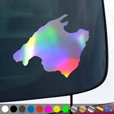 Produktbild von PantherPixel Mallorca Aufkleber Insel Umriss Reisen Spanien Sticker Auto Geschenkidee Farbe Oilslick-Hologramm