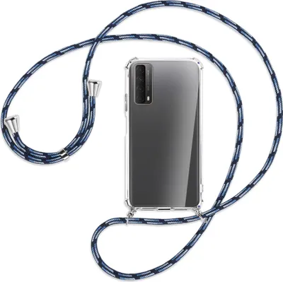 Produktbild von Handykette Backcover-Schutzhülle mit Band (Metall silberfarben) für Huawei P smart 2021 - Blautöne