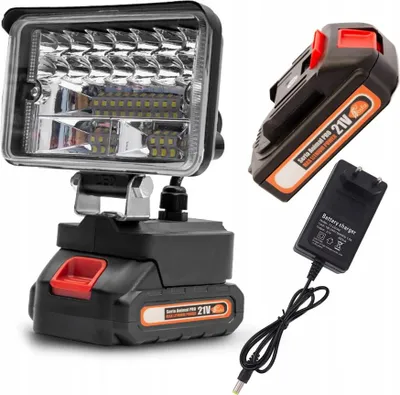Zdjęcie produktu dla Rosfix Animal Pro – Bezprzewodowa Lampa LED SMD 3030 | Akumulator 21 V 1,5 Ah, 2 Poziomy Jasności, Kompatybilna z Makita 18 V | Warsztat, Kemping