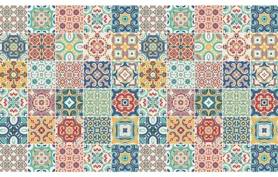 Image de Autocollants décoratifs pour carrelage de cuisine et de salle de bain – 60 autocollants Azulejos Montanares – 60 autocollants 20 x 20 cm