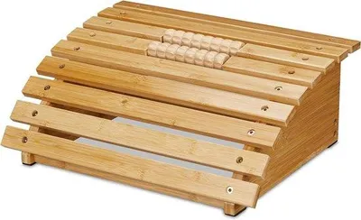 Produktbild von Famanu Fußstütze mit Fußmassage-Rollern und Bambusdesign - ergonomisch