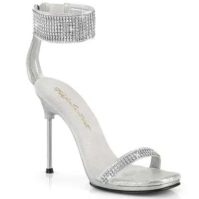 Produktbild von CHIC-40 Fabulicious edle High-Heels Sandaletten silber schimmernd Stoff Strass