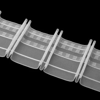 Obrázek produktu pro Záclonová stuha 10 m, tužkové záhyby, průhledná – 100 mm, 1:2,0, řasicí stuha, záhybová stuha