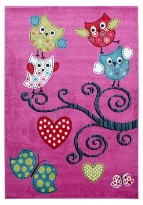Immagine prodotto di Kids Gufi tappeto camera bambini pelo corto rettangolo 200x290cm lila