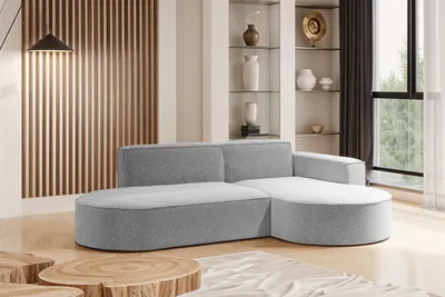 Produktbild von Kaiser Möbel Modernes L-förmiges Designer-Ecksofa Modena Studio stoff Raven Hellgrau Rechts