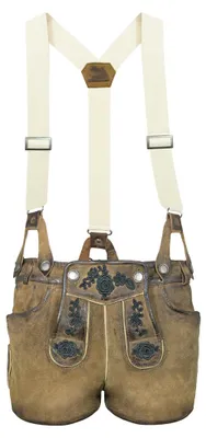 Produktbild von Maddox Kurze Damen Lederhose Daniela mit Hosenträgern - Braun Antik Eiche Größe: 34