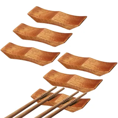 6 Holz-Besteckhalter für Stäbchen, Löffel, Messer, braun