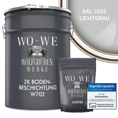 Produktbild von 2K Epoxidharz Garagenfarbe Bodenbeschichtung W702 Lichtgrau wie RAL 7035 - 5Kg