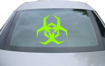 Produktbild von Indigos UG - Aufkleber Heckscheibe & Motorklappe DE6980 - neongrün - 600x600 mm - Biohazard Symbol - Auto Scheiben Fenster Heckklappe Tuning Racing JDM - Die cut