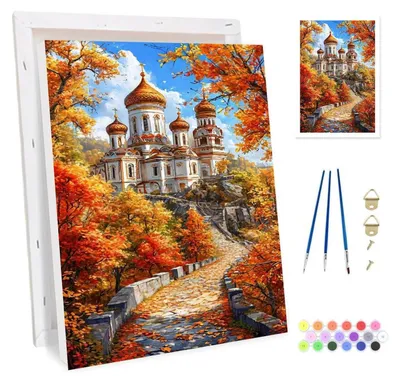 Produktbild von Malen nach Zahlen Set mit Rahmen für Erwachsene, Leinwand 20x30cm, Acrylfarben, Pinsel, Holzstaffelei