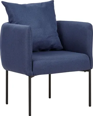 Produktbild von BELIANI Sessel Dunkelblau Leinenoptik mit Schwarzen Metallbeinen Kissen Elegant Retro Stil für Wohnzimmer