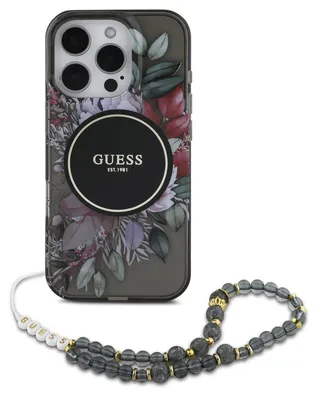 Obrázok produktu pre Guess iPhone 16 Pro Max Zadný kryt puzdra - Magsafe IML Flowers Whiteh pearl strap - Black
