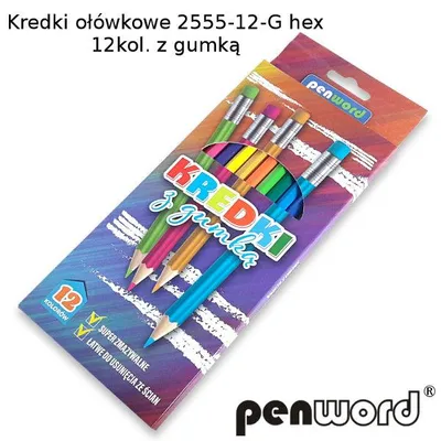 Zdjęcie produktu dla Kredki z gumką 12kol PENWORD 2555-12-G
