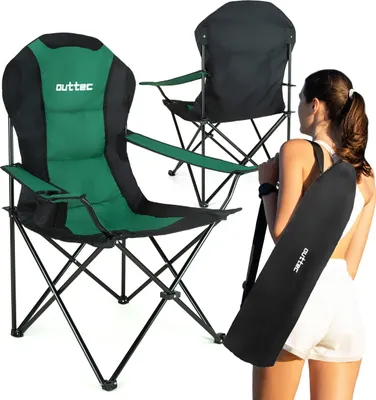Produktbild von Outtec Campingstuhl - bis 130 kg - Getränkehalter & Tragetasche - Angelstuhl, Klappstuhl, Faltbar Stuhl, Gartenstuhl, Leicht Camping Stuhl, Strandstuh