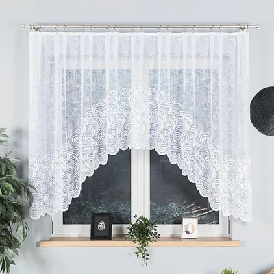 Produktbild von KINGA - Fertiggardine aus Jacquard mit Schnitt unten - 300x140 cm - weiß