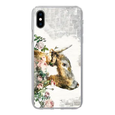Produktbild von MuchoWow® Handyhülle Schutzhülle Hülle für iPhone Xs Schottischer Highlander - Farbe - Blumen Silikon Softcase Handy Hülle - Handytasche