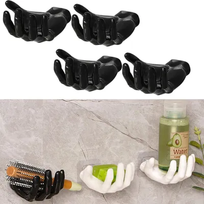 Produktbild von winterbeauy 4Stk Klebehaken Wandhaken Selbstklebend, Extra Stark Selbstklebende Haken Ohne Bohren, Badezimmer Klebe Haken(Schwarz)
