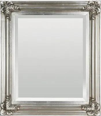 Produktbild von Casa Padrino Barock Spiegel Antik Silber 69 x H. 79 cm - Rechteckiger Wandspiegel im Barockstil - Prunkvoller Antik Stil Garderoben Spiegel - Barock Interior - Handgefertigte Barock Möbel