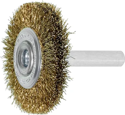 Image de Brosse ronde à tige Lessmann, fil d'acier, laitonné 0,25 mm, ⌀ de la brosse x largeur de garniture : 70 x 10 mm